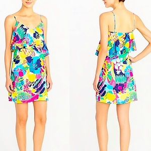 J.Crew floral ruffle front dress 6